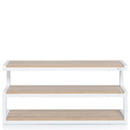 Norstone Esse “S” Shaped TV Stand / AV Rack 1100mm White/Oak with Frost Glass