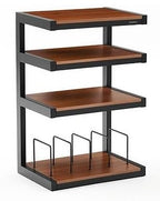 Norstone ESSE HiFi 4 shelf TV/ HI-FI Stand with vinyl records rack in Black/Walnut Finish ESSEVB