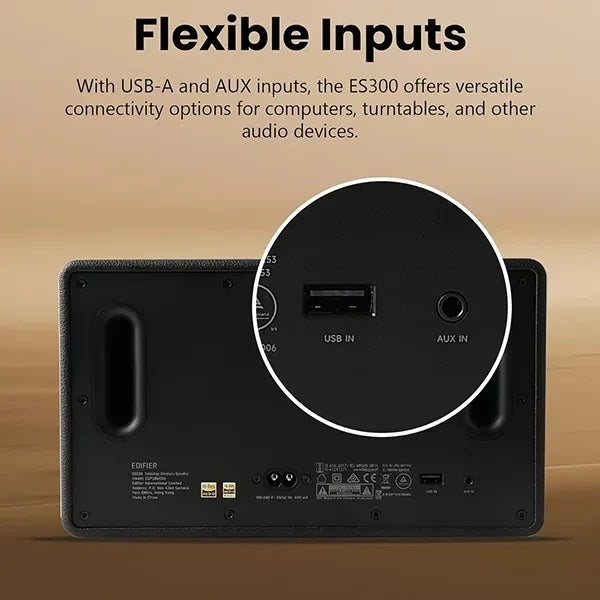 EDIFIER ES300 Hi-Res Rechargeable Speaker, AirPlay2, Bluetooth V5.4, 60W - Black