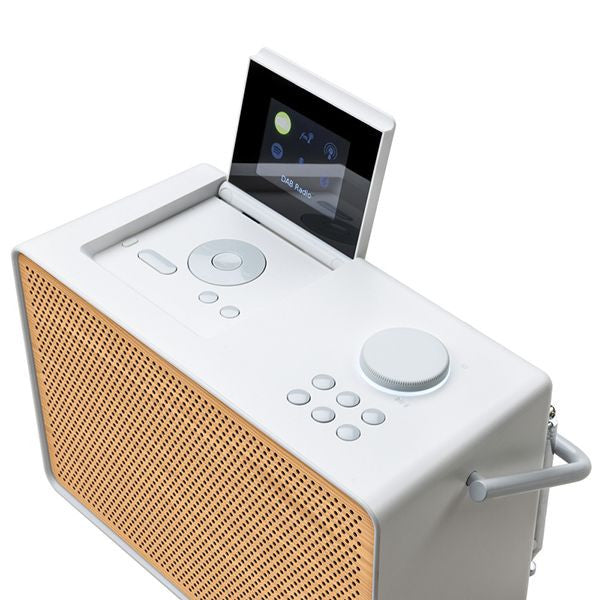 PURE Evoke Play Wood Edition DAB+, Bluetooth or FM Versatile Music System in Cotton White