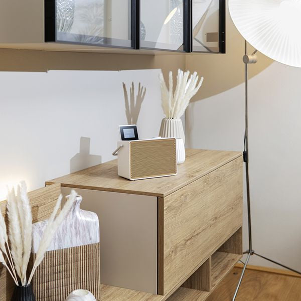 PURE Evoke Play Wood Edition DAB+, Bluetooth or FM Versatile Music System in Cotton White
