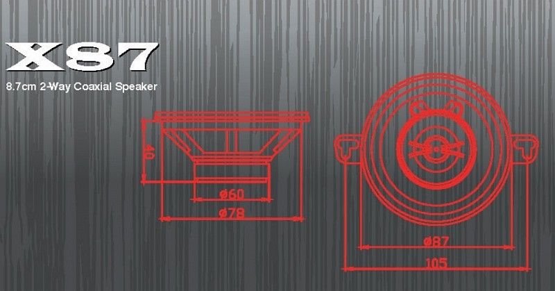 Excalibur X87 - 8cm  2-Way Coaxial Speakers 320W Max Power