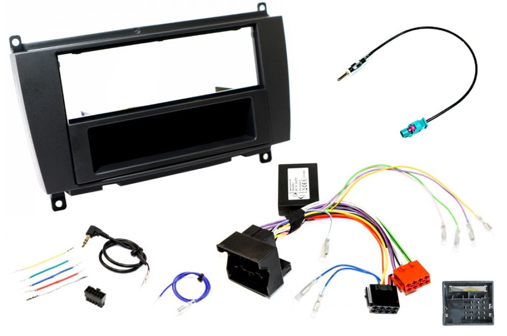 Mercedes CLK (C209) facelift (2005-2009) Single DIN fitting kit (MATT BLACK)