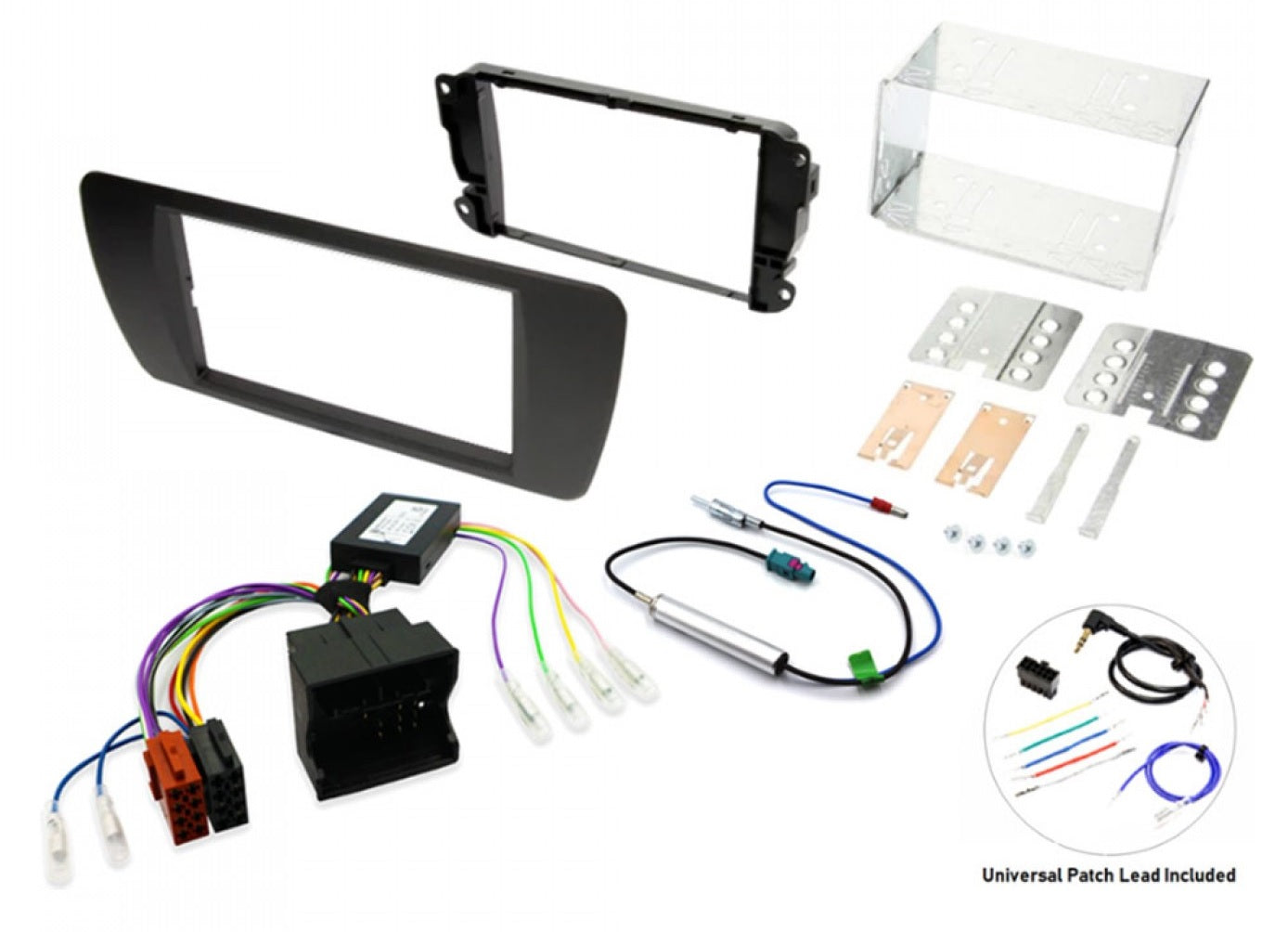 Seat Ibiza 2008-2014 Double Din Fitting Kit Fascia, Steering Control Matt Black FK-342P