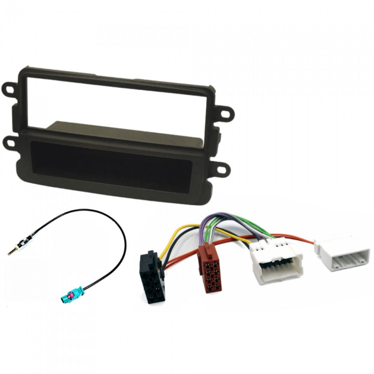 Dacia Duster, Dokker, Lodgy, Logan, Sandero Single DIN stereo fitting kit MATT BLACK (WITHOUT SWC) FK-391