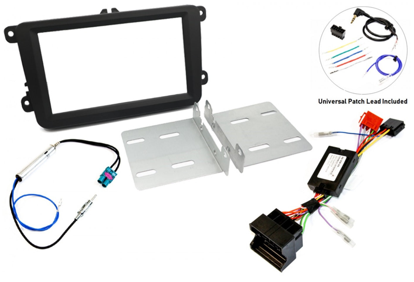 Volkswagen Amarok, Beetle, Caddy, Passat, Scirocco, Sharan, Tiguan, T6 (Composition Colour and Media) Complete Double DIN stereo upgrade fitting kit FK-699-SWC5-D