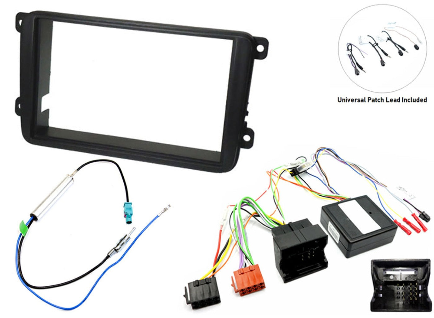 Seat, Skoda, Volkswagen Double DIN car stereo upgrade fitting kit (STEERING CONTROLS) Single Fakra FK-714-SWC