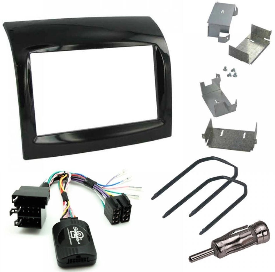 Fiat Ducato Euro Model 2012 onwards Double Din Fitting Kit, Fascia Steering Stalk Adaptor Black +  Stereo Patch Lead