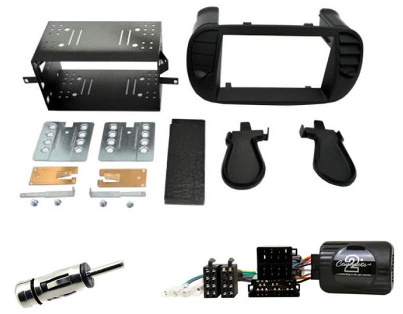 Fiat 500 2007-2015 Double Din Car Stereo Fascia Matt Black Fitting Kit