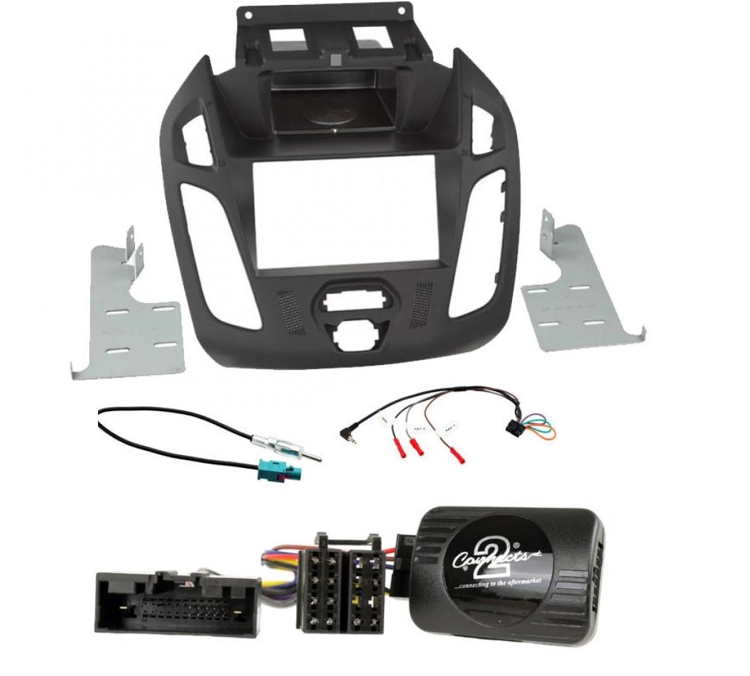 Ford Transit Connect, Tourneo 2013 onwards Black Double Din Car Stereo Fascia Stalk Antenna Kit