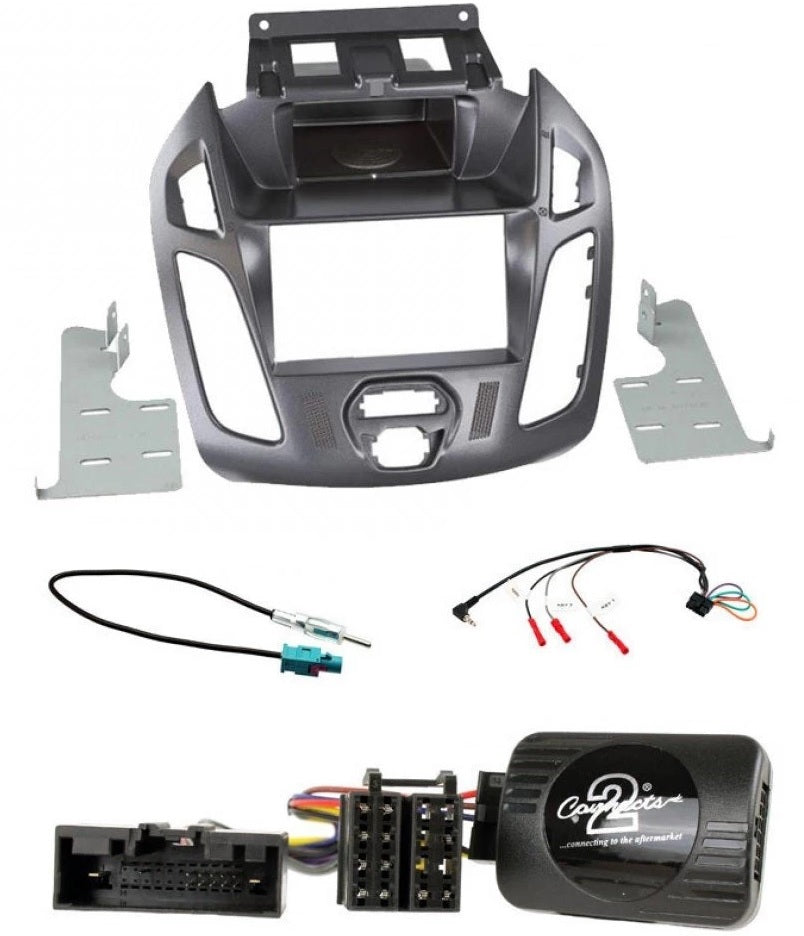 Ford Transit Connect, Tourneo 2013 onwards Pegasus Blue Grey Double Din Stereo Fascia Stalk Antenna Kit