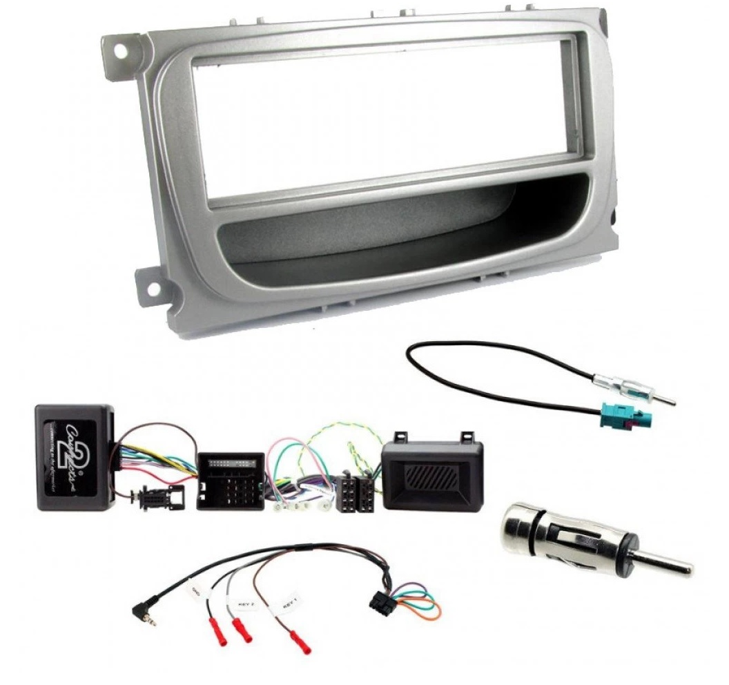 Ford C, S-Max, Focus, Galaxy, Mondeo Single Din Steering Wheel Interface Fascia Loom Antenna Kit
