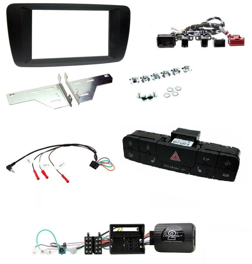 Seat Ibiza 2014 onwards Double Din Stereo Fascia / Steering / Antenna / Hazard Button Relocation Kit