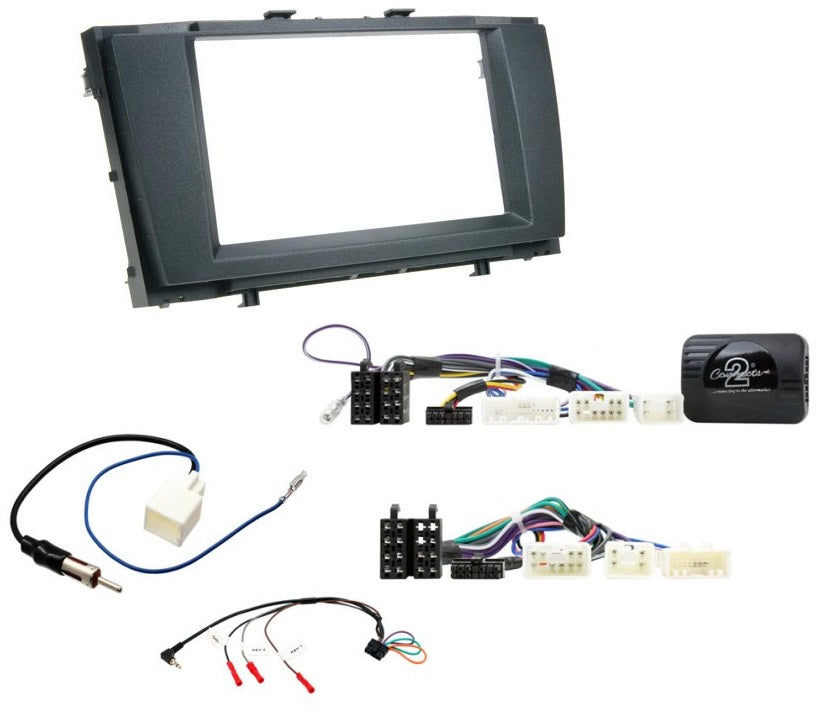 Toyota Avensis T27 2009> Car Stereo Double Din Fascia, Steering Wiring Loom, Antenna Fitting Kit