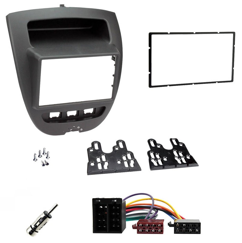 Toyota Aygo 2005-2014 Double Din Fascia, Steering Wiring Loom, Antenna Fitting Kit