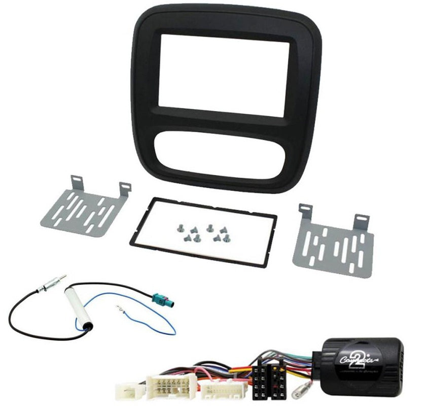 Vauxhall Vivaro 2015-2018 Black Double Din Car Stereo Fascia Steering Antenna Fitting Kit