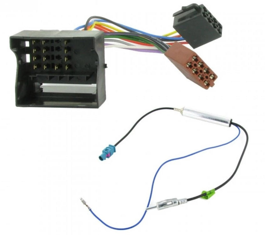 VW Caddy, Crafter, Fox, Golf 5 6 Plus, EOS, Bora, Passat, Polo, Sharan, Touran ISO Harness Lead & Aerial Adaptor