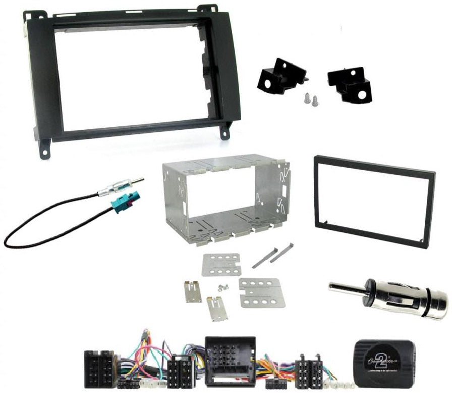 VW Crafter 2006 onwards Double Din Fascia Steering Wheel Antenna Fitting Kit with Universal Mounting Cage