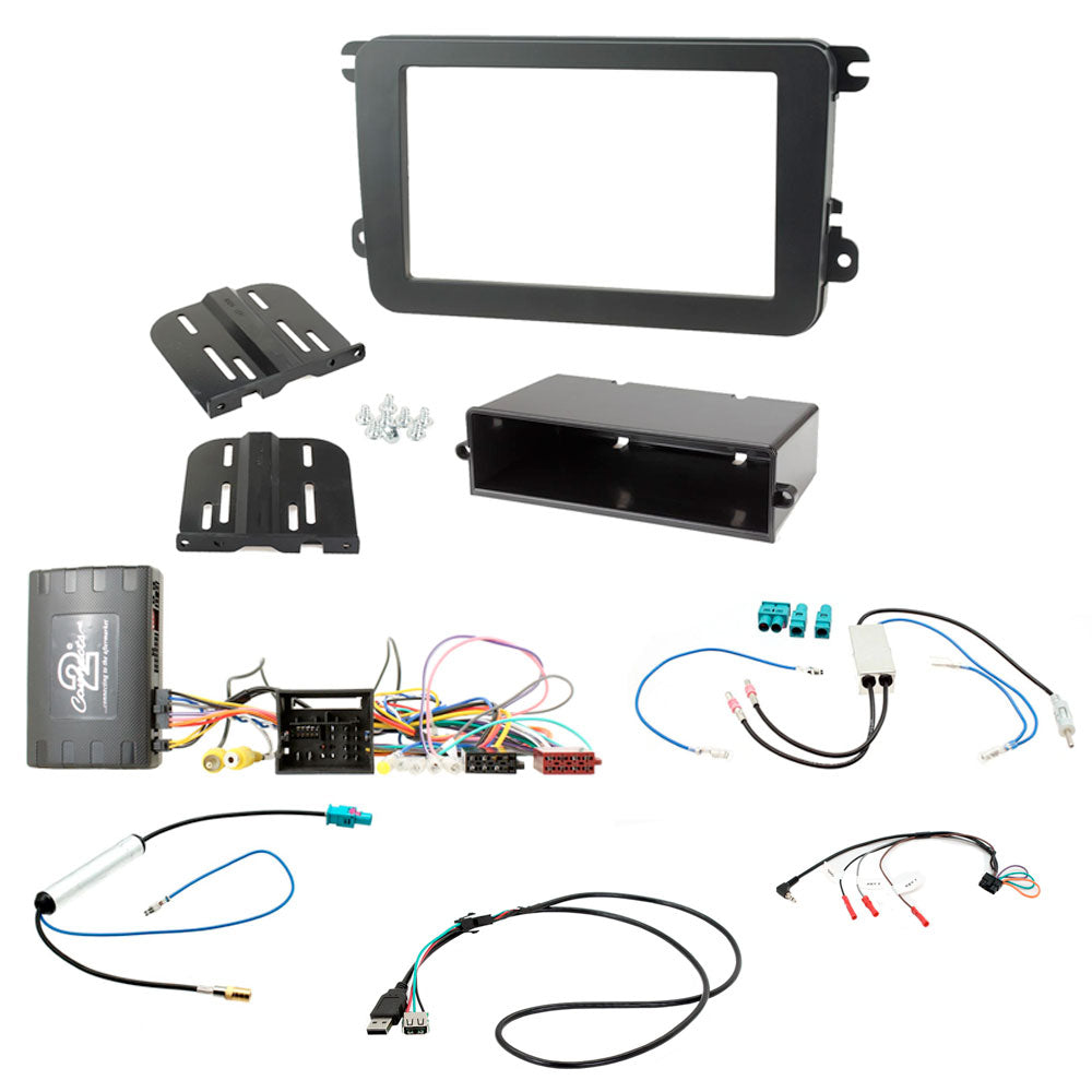 Volkswagen Caddy 2016-2020 Single / Double Din Fascia Steering Optical Parking Sensor DAB USB Fitting Kit