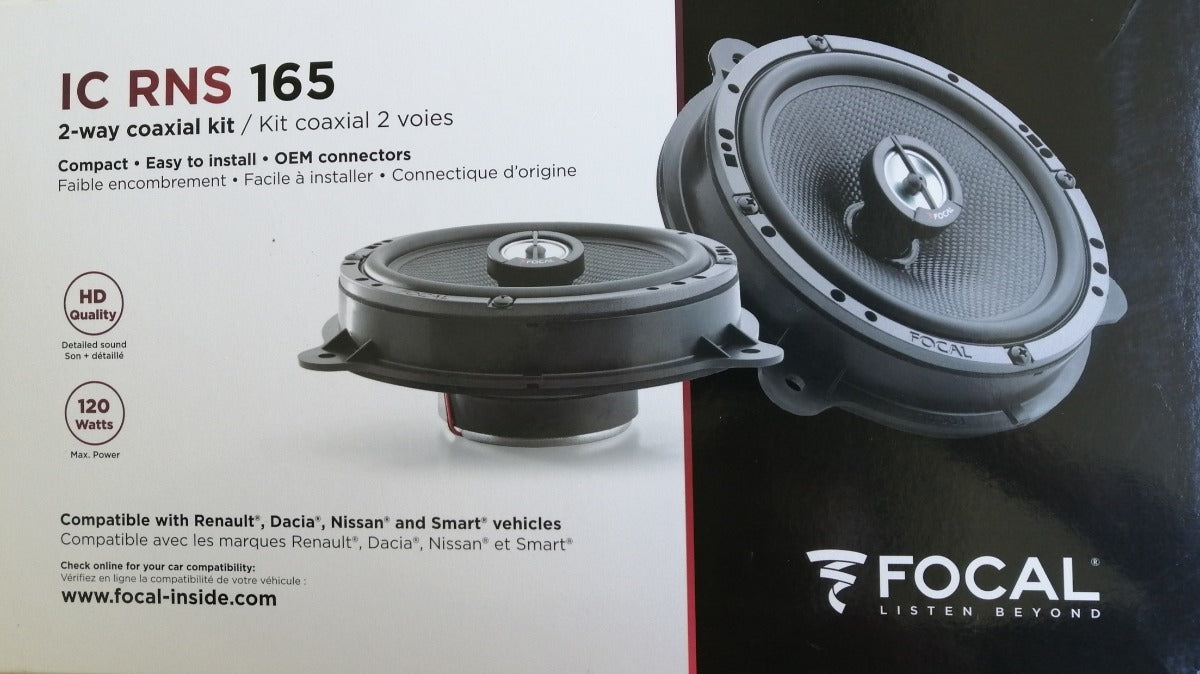 Focal ICRNS165 Dacia, Isuzu, Nissan, Renault, Smart Custom Fit 6.5" 165mm 2 Way Coaxial Speakers 240 Watts