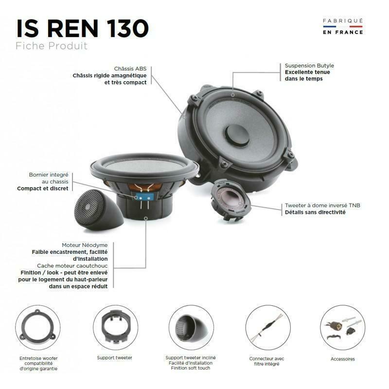 Focal ISREN130  Dacia, and Renault Custom Fit 5.25" 130mm 2 Way Component Speakers 240 Watts