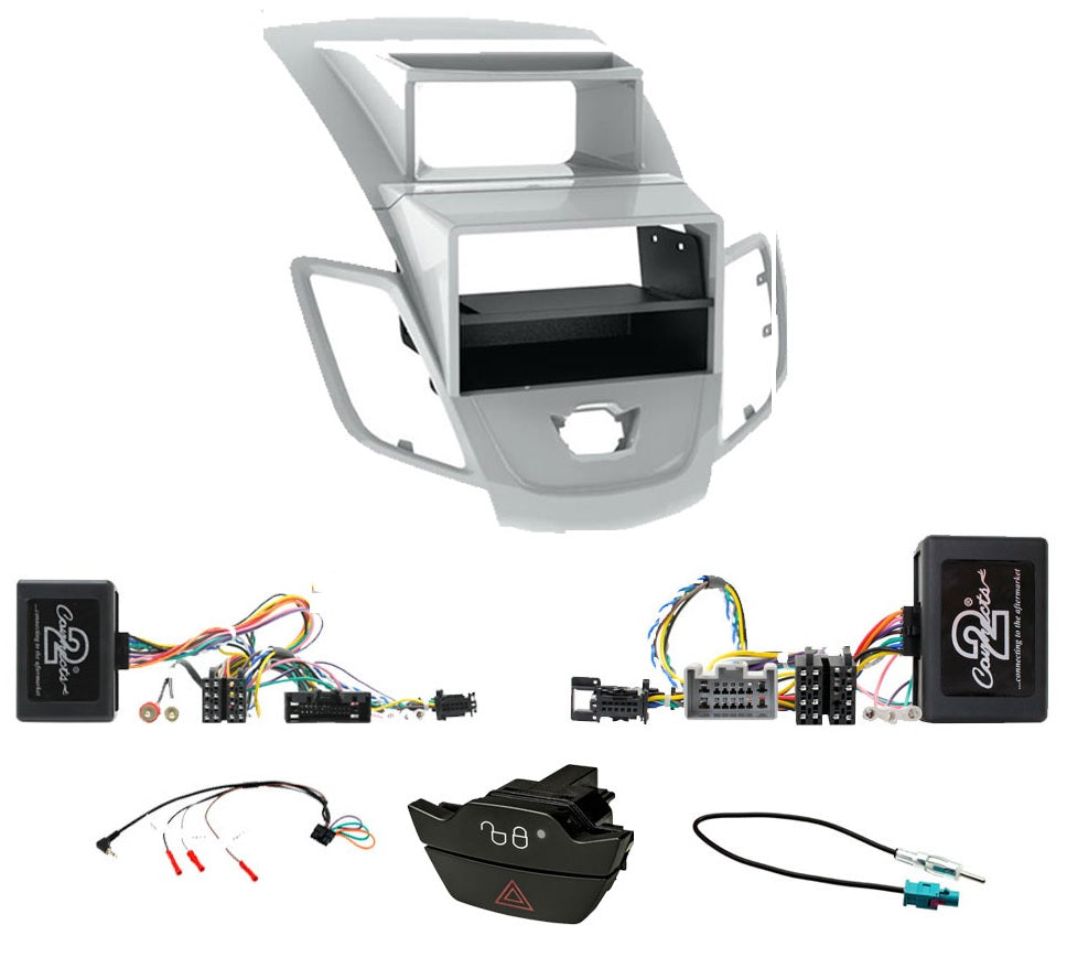 Ford Fiesta 2008 - 2012 Silver Double / Single Din Fascia / Steering / Antenna Fitting Kit