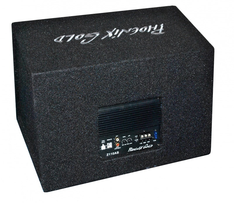 Phoenix Gold Z18AB 8" Active subwoofer bass-box with built in amp incl. cable kit & remote control
