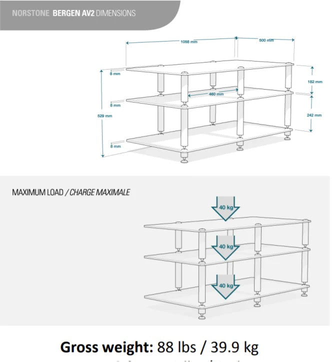 NorStone Designs Bergen AV 2 Three-shelf audio/video stand