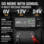NOCO GENIUSPRO50 Battery Maintainer + Battery Desulfator 50A Smart Trickle Battery Charger 6V / 12V / 24V