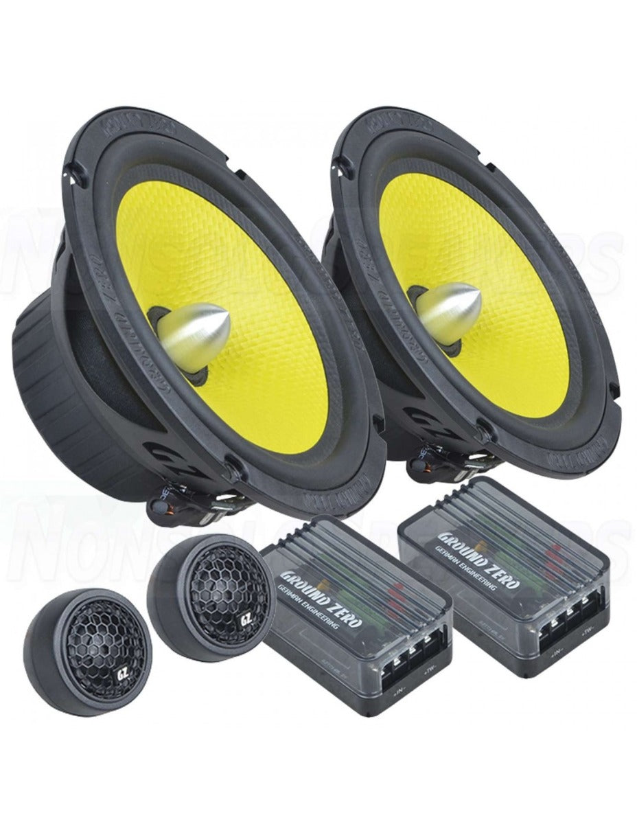 Ground Zero GZTC165.2X 6.5" Inch 165mm 150 Watts 2-Way Component 3-Ohm Car Speaker Set