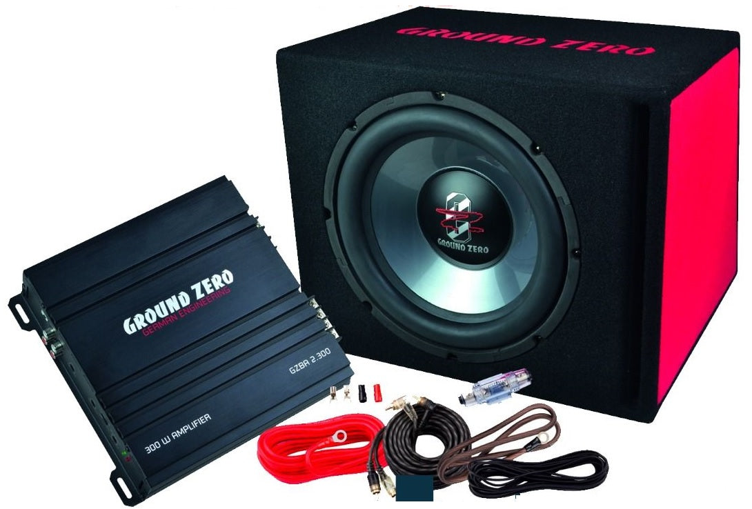 Ground Zero GZ BASS KIT 12.300 12" 30cm 300 Watts Sub Subwoofer Enclosure & 2 Channel Amplifier