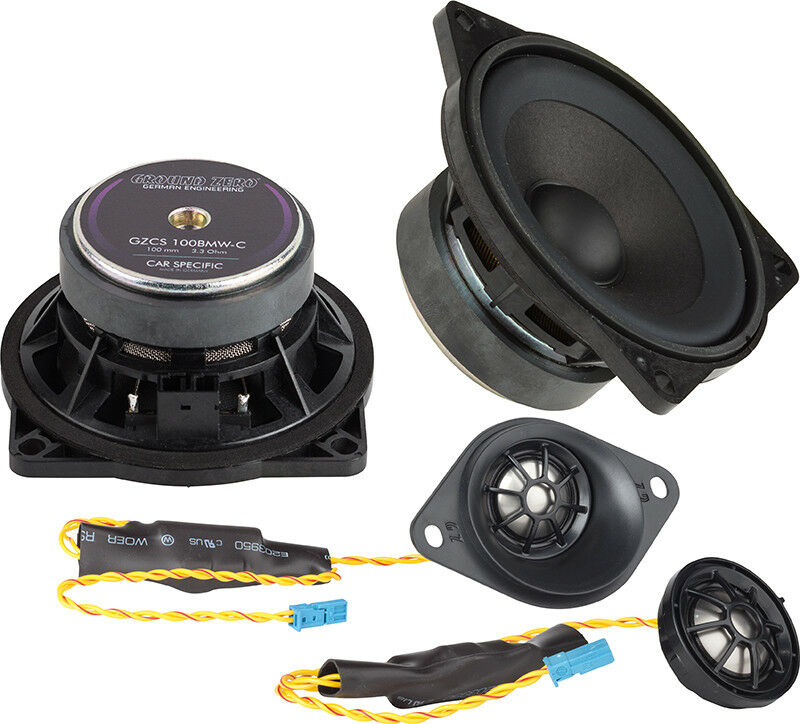 Ground Zero GZCS100BMW-B - 4" Inch BMW 5 Series F10 F11 F18 2-Way Component Front Speakers OEM Upgrade