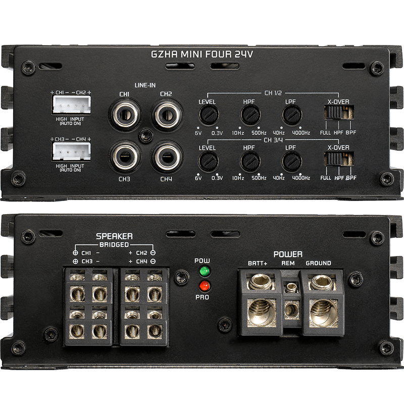 Ground Zero GZHA MINI FOUR 24V Mini 4-Channel 640 Watts Max Car Amplifier
