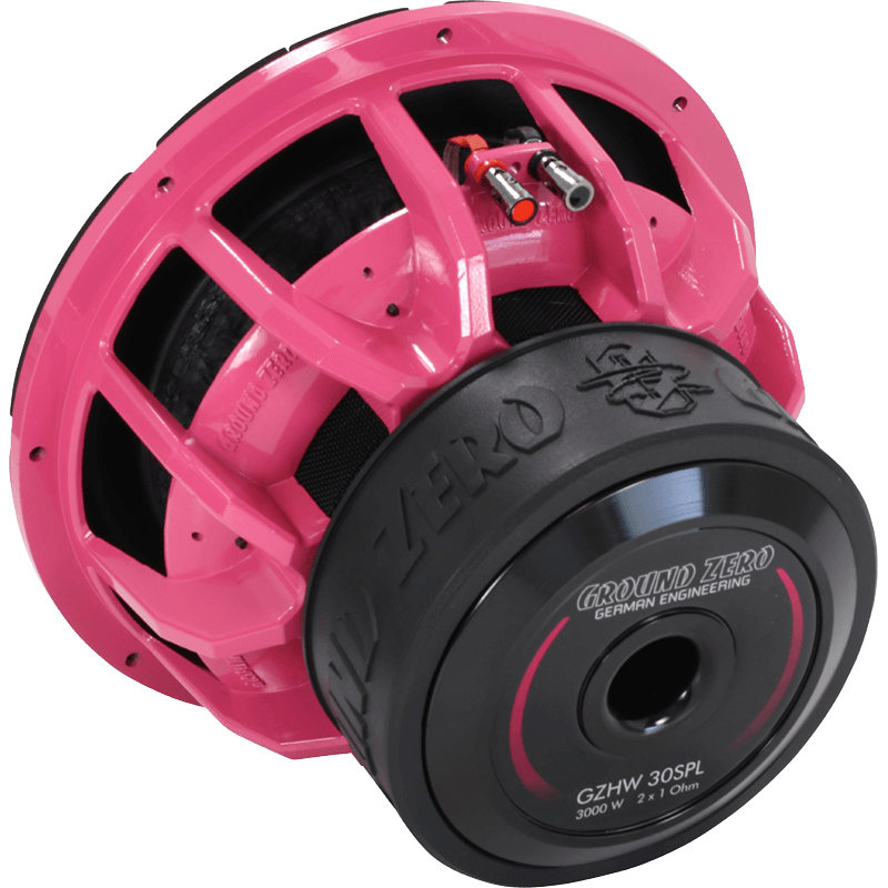 Ground Zero GZHW 30SPL PINK 12" Inch 30cm Dual 1-Ohm Gold SPL 3000 Watts Car Sub Subwoofer