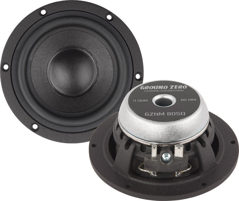 Ground Zero GZNM 80SQ 3-1/2 Inch 80mm 100 Watts 4-Ohm Sound Quality Midrange Car Speaker