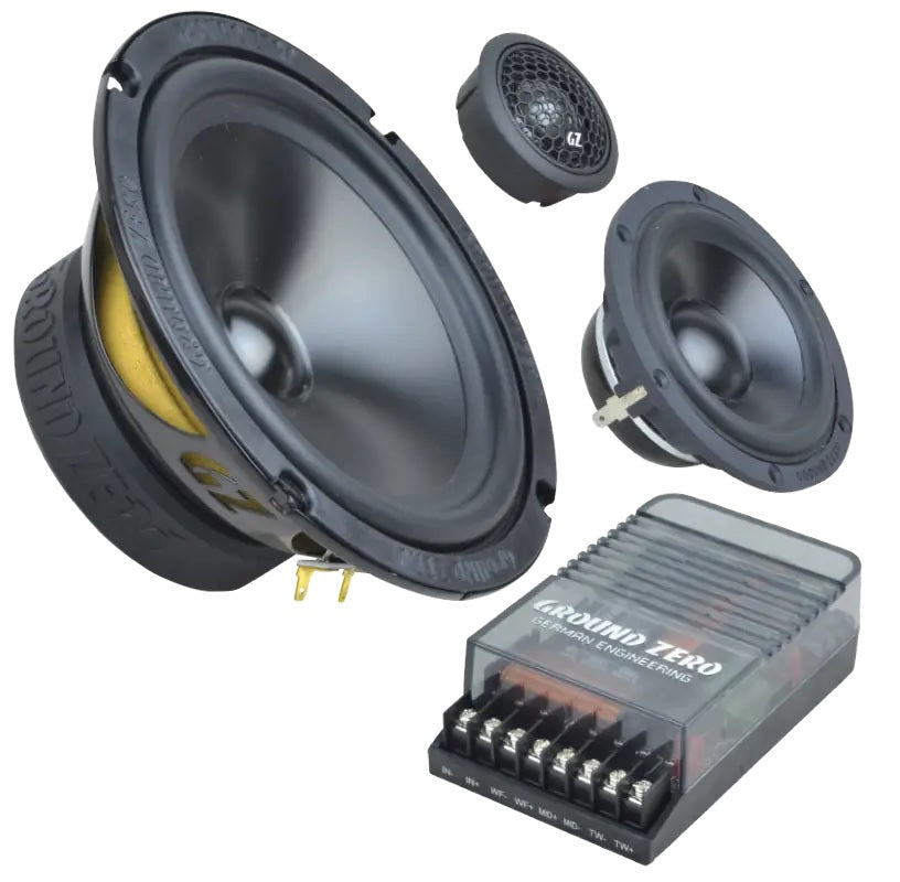 Ground Zero GZRC165.3SQ 6.5" Inch 16.5cm 350 Watts 4-Ohm 3-Way Component Car Speaker Set