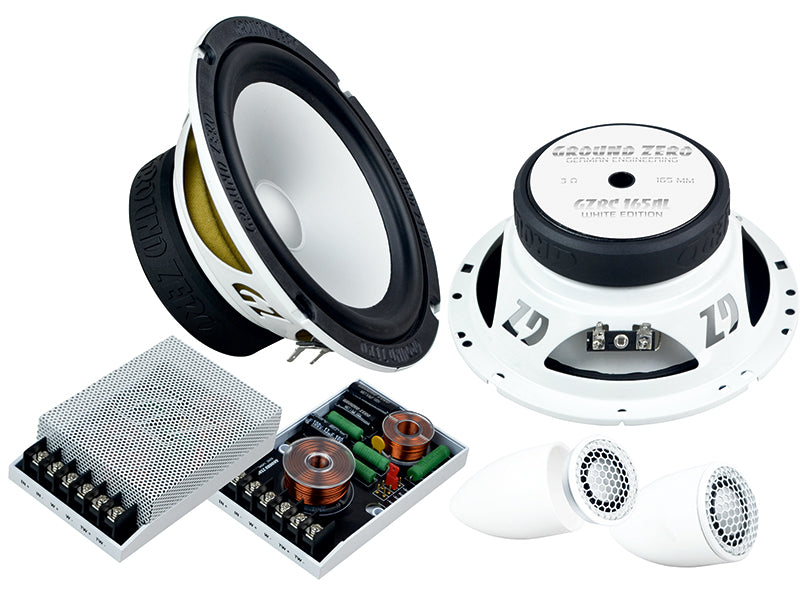 Ground Zero Radioactive GZRC 165AL White 6.5" 13cm 2 Way Component Speakers 160W