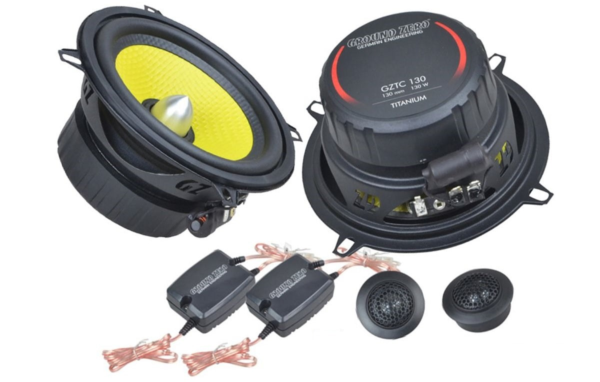 Ground Zero GZTC130 5.25" Inch 130mm 130 Watts 3-Ohm 2-Way Component Car Speaker Set
