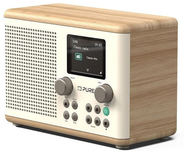PURE Classic H4 DAB+/FM Radio with Bluetooth - Cotton White/Oak