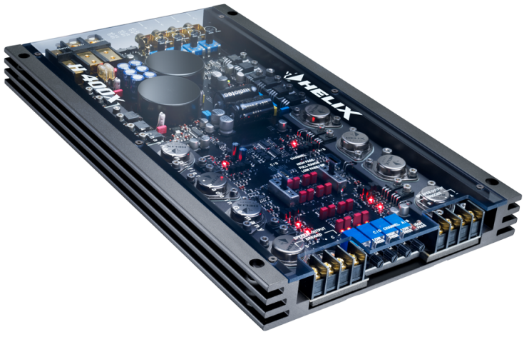 HELIX H 400X - 4 Channel 1000 Watts Class A/B Amplifier with integrated, active crossover