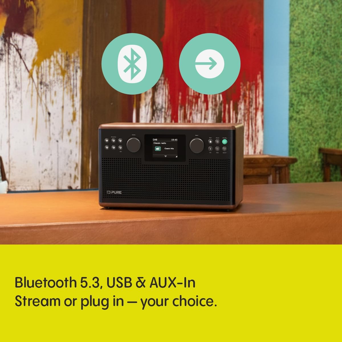 PURE Classic H6 DAB+/FM Radio with Bluetooth - Coffee Brown/Walnut