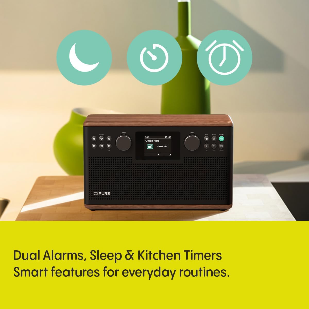 PURE Classic H6 DAB+/FM Radio with Bluetooth - Coffee Brown/Walnut