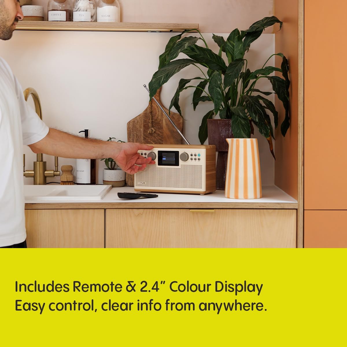 PURE Classic H6 DAB+/FM Radio with Bluetooth - Cotton White/Oak