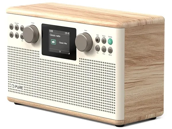 PURE Classic H6 DAB+/FM Radio with Bluetooth - Cotton White/Oak
