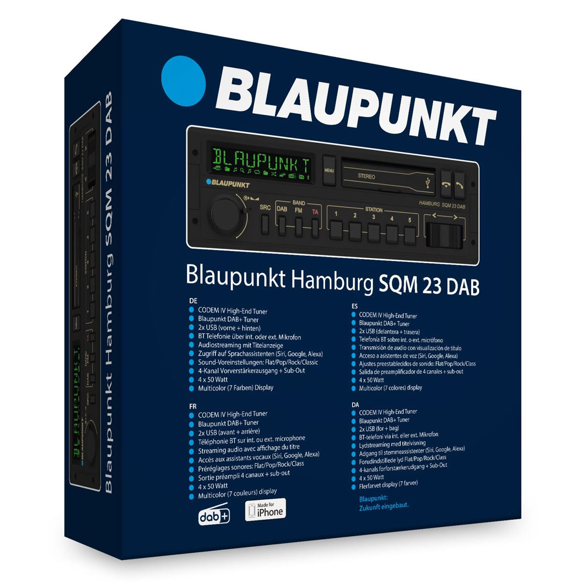 Blaupunkt Hamburg SQM 23 DAB Multicolour Cult Car Radio DAB+ Bluetooth Flac Dual USB 4 x 50W DAB Aerial