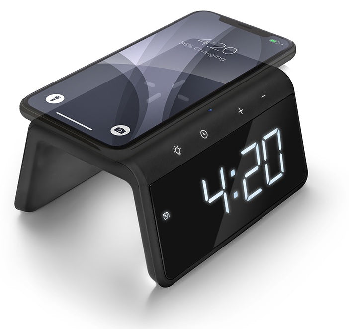 Caliber HCG019QI-BA Alarm Clock With Wireless Charging – Black
