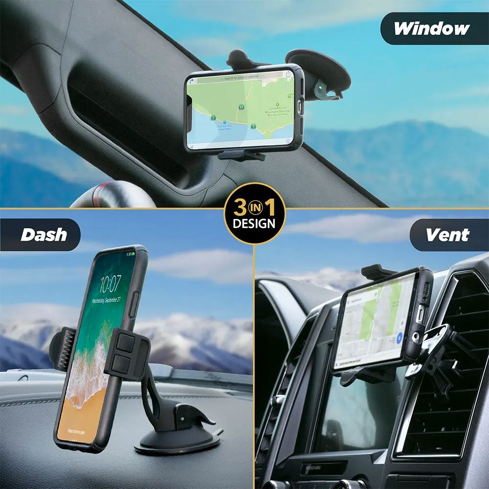 Scosche HDVM 3-in-1 Universal Car WINDOW/VENT/DASH Mount For Smartphones and Mobile Devices