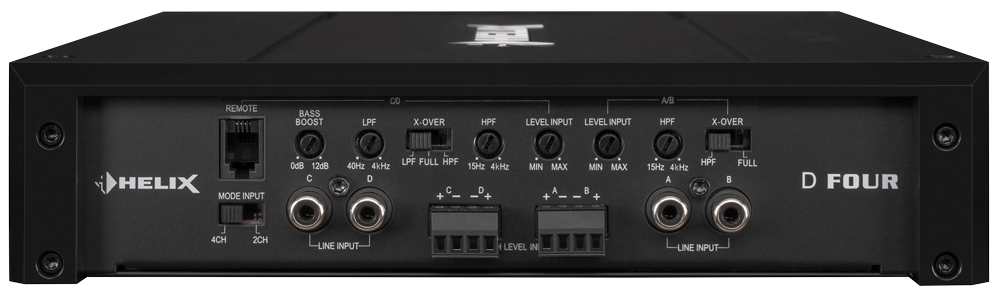HELIX D FOUR - 4 Channel 520 Watts Peak Power Amplifier with Active Crossover