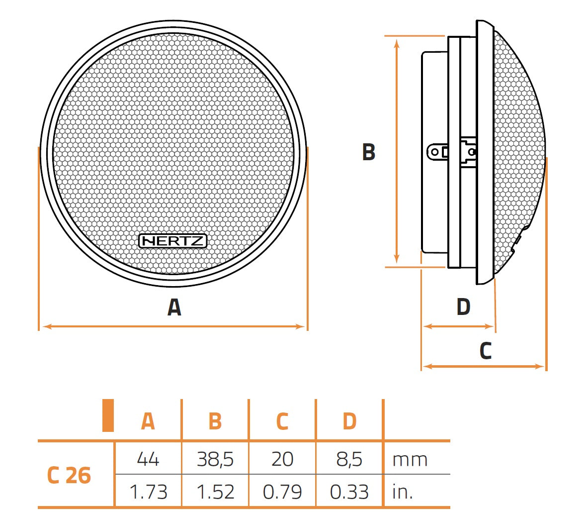 Hertz C26 26mm Tetolon® 240W Peak 1" Cento Series Component Soft Dome Tweeters (Pair)