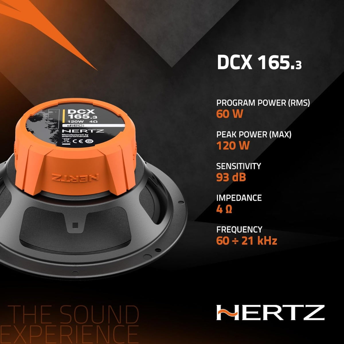 Hertz DCX165.3 120W 6.5" 2-Way Coaxial Car Speakers
